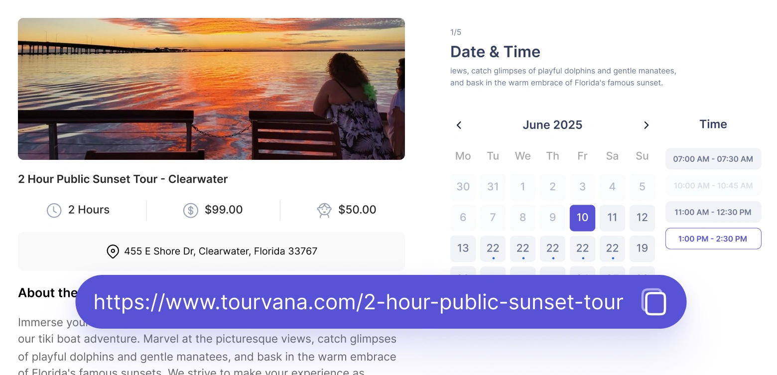 Booking link and embed interface